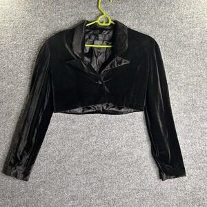 Kardashian Kollection Black‎ Velvet Cropped Jacket Size Small